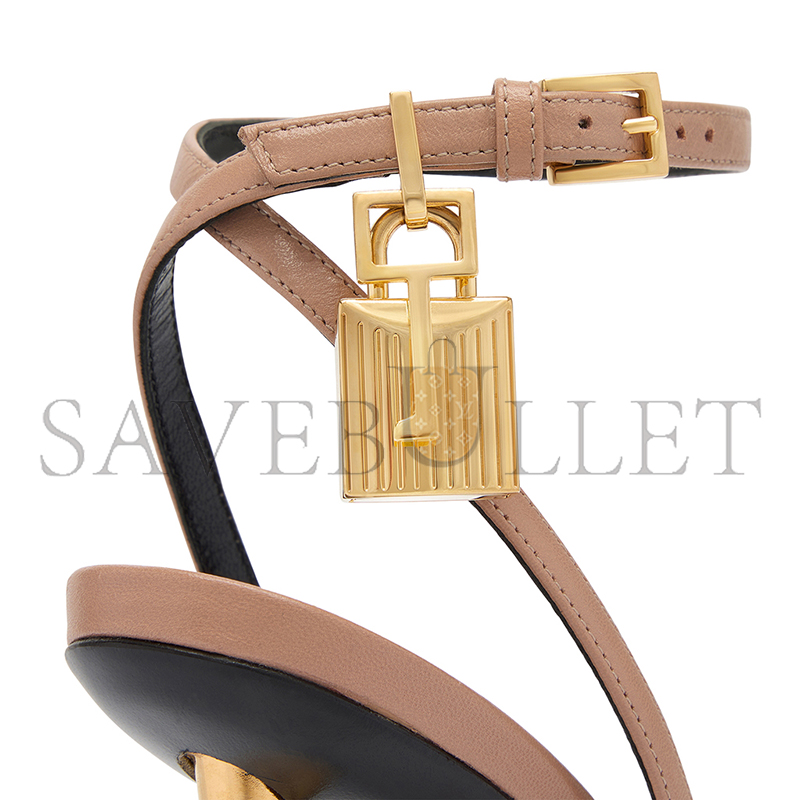 TOM FORD SHINY LEATHER PADLOCK POINTY NAKED SANDAL W2272 TOM FORD SHINY LEATHER PADLOCK POINTY NAKED SANDAL W2272
